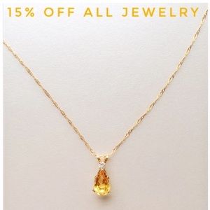 🆕 Gorgeous Genuine Diamond Citrine Solid 10k Dainty Necklace NWT